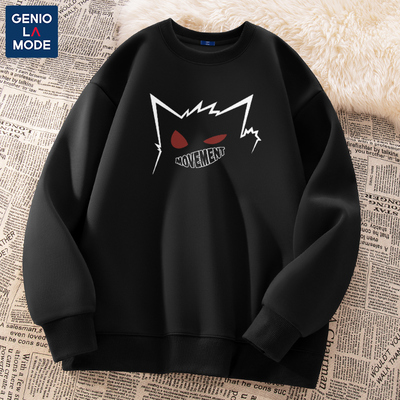 GENIOLAMODE搞怪嘻哈卫衣男款2025春秋男士痞帅个性无帽黑色外套