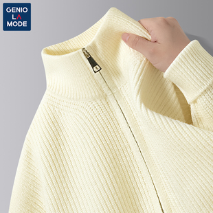 捷尼拉莫geniolamode针织开衫外套男2025秋冬痞帅立领拉链毛衣