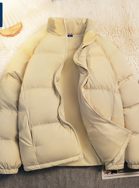 捷尼拉莫GENIOLAMODE男士羽绒服春季纯色立领棉服加厚保暖外套男