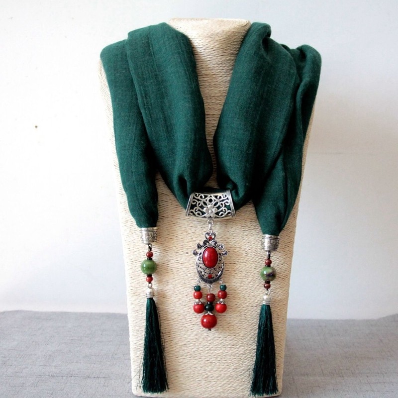 毛衣链围巾两用陶瓷吊坠民族风百搭项链流苏配饰棉麻披肩新款包邮在类目 服饰配件/皮带/帽子/围巾, 围巾/丝巾/披肩中 - 来自Buy2taobao.com提供专业的淘宝代购服务