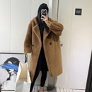 2025新款 连帽外套皮毛一体羊剪绒皮草宽松毛毛大衣加厚 泰迪熊长款