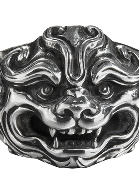 s999足银唐狮戒指男士霸气王者