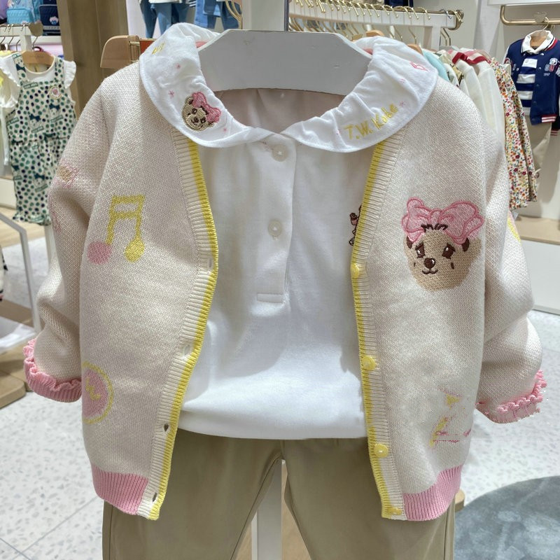 teenie weenie小熊童装21春秋新款女童开衫毛衣外套宝宝针织童装