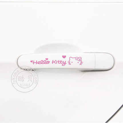 hellokitty门把拉手新汽车贴纸卡通可爱反光女司机定制创意网红