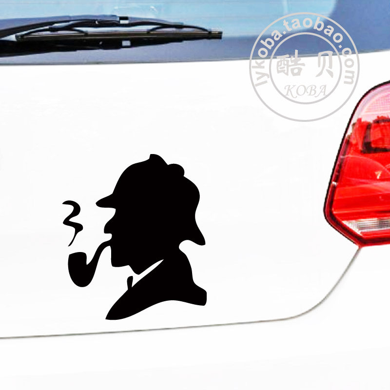 福尔摩斯华生汽车贴纸个性人物剪影影视侦探反光尾门窗搞笑包邮