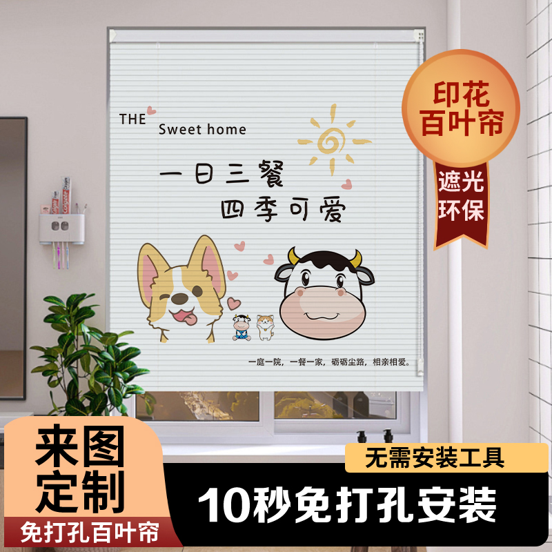 2024新款遮挡门帘免打孔安装遮光遮阳卷拉式升降卷帘窗户百叶窗帘