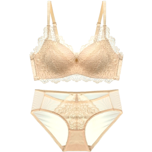 内衣女小胸聚拢无钢圈上托 调整型收副乳防下垂 蕾丝性感胸罩夏天