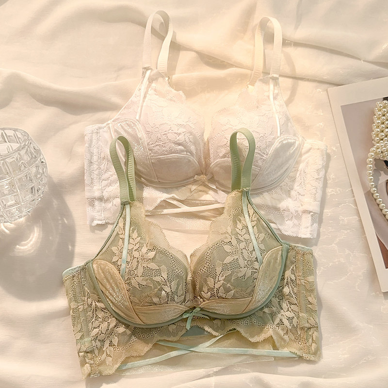 夏天内衣女小胸聚拢显大无钢圈蕾丝性感调整型收副乳防下垂文胸罩