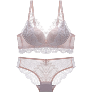 小胸聚拢显大调整型内衣女无钢圈性感蕾丝文胸罩套装收副乳放下垂