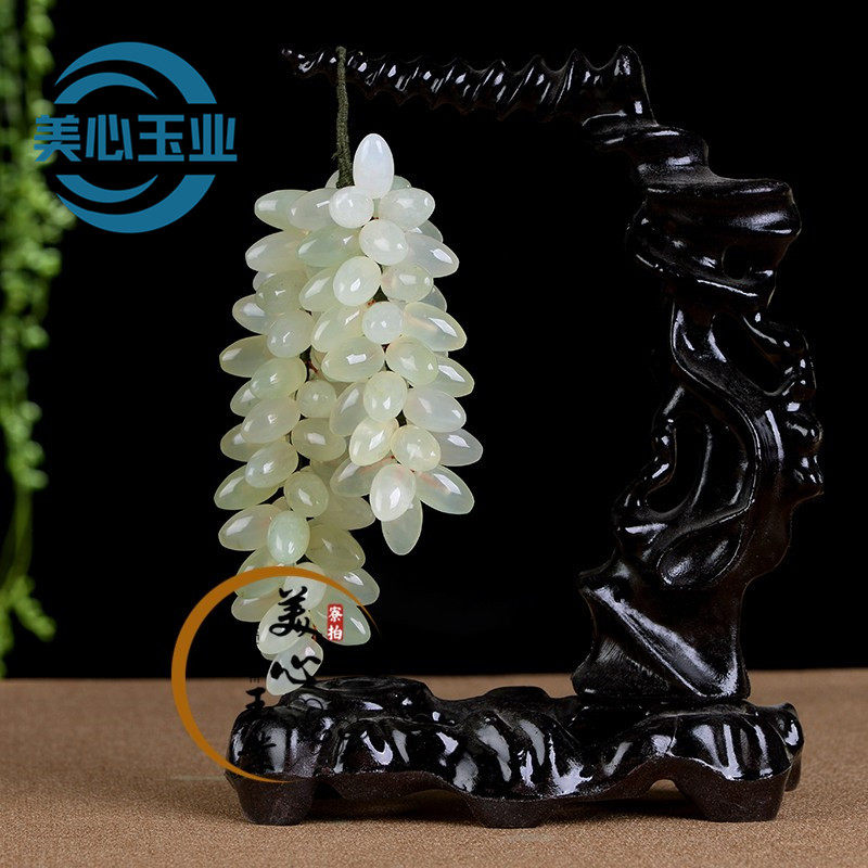 天然辽宁岫玉玉石葡萄提子岫岩玉原石摆件客厅现代新中式简约摆件