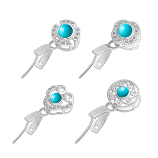 镶嵌绿松石吊坠扣S925纯银吊坠佛扣玉坠夹扣玉石蜜蜡扣头翡翠扣子