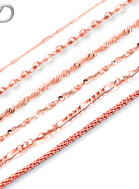 玫瑰金项链925银18k细彩金彩银