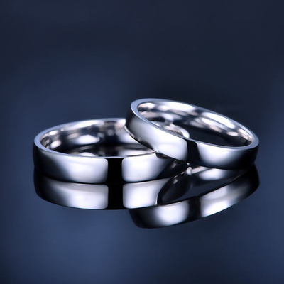 18k金pt950铂金素圈情侣钻石戒指