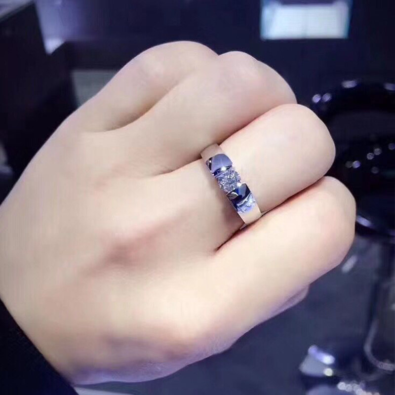 白18K金铂金男钻戒20分30分天然钻石男戒指环结婚订求婚情侣对戒