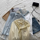 2026港味复古镂空针织叠穿上衣披肩三角坎肩女士配衬衫 小围巾6711