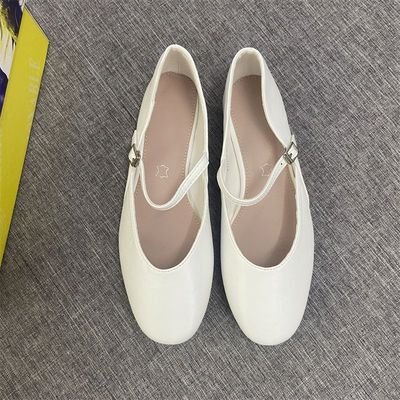 ins美到爆经典自留小圆头一字带平底超级柔软单鞋女玛丽珍鞋