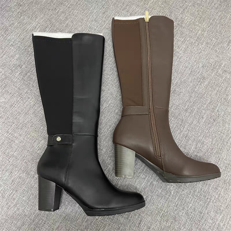 超级捡漏清仓微瑕疵外贸不过膝长靴子 粗跟高跟大码圆头高筒女靴