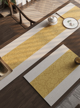 祥云防水桌旗中式禅意茶席垫子国风长条茶台布茶桌茶几高端茶桌旗