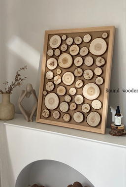 ins北欧风格原木色画框木片装饰