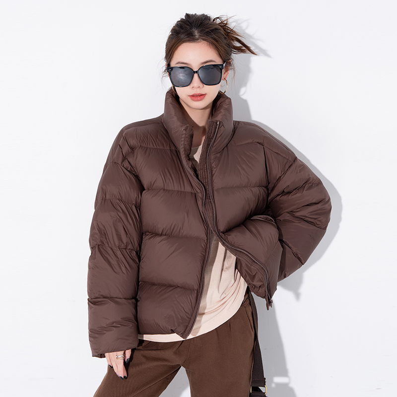 肯豆风90白鸭绒短款立领