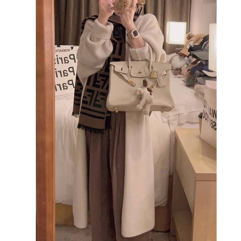 2025早春新款长款针织开衫外套女宽松针织上衣V领中长款毛衣毛衫