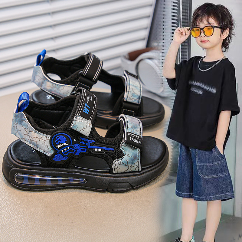 男童凉鞋2026新款夏季防滑软底魔术贴大童儿童运动沙滩鞋学生童鞋