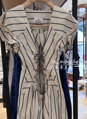 VIVIENNE WESTWOOD西太后经典土星KATE条纹系带复古宫廷风连衣裙