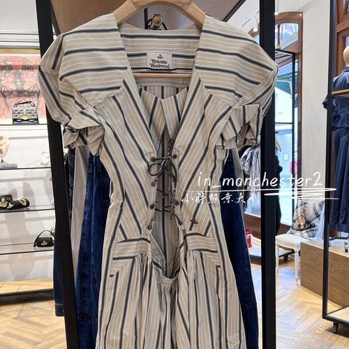 VIVIENNE WESTWOOD西太后经典土星KATE条纹系带复古宫廷风连衣裙