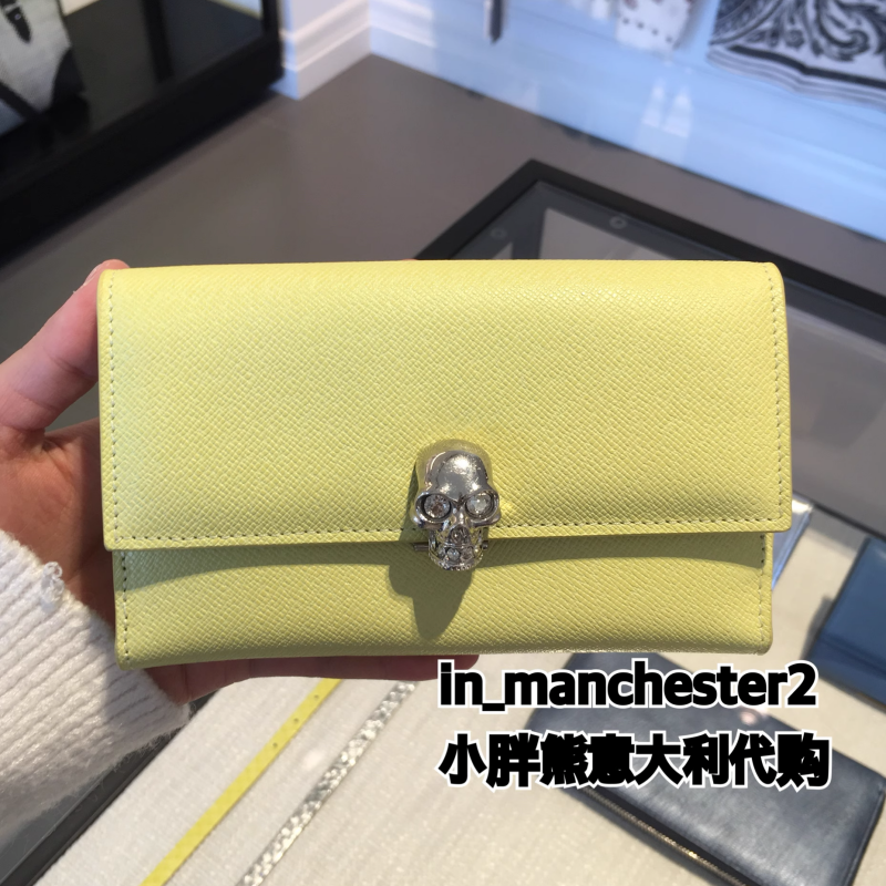 ALEXANDER MCQUEEN麦昆 经典带钻骷髅头牛皮商务休闲钱包皮夹正品