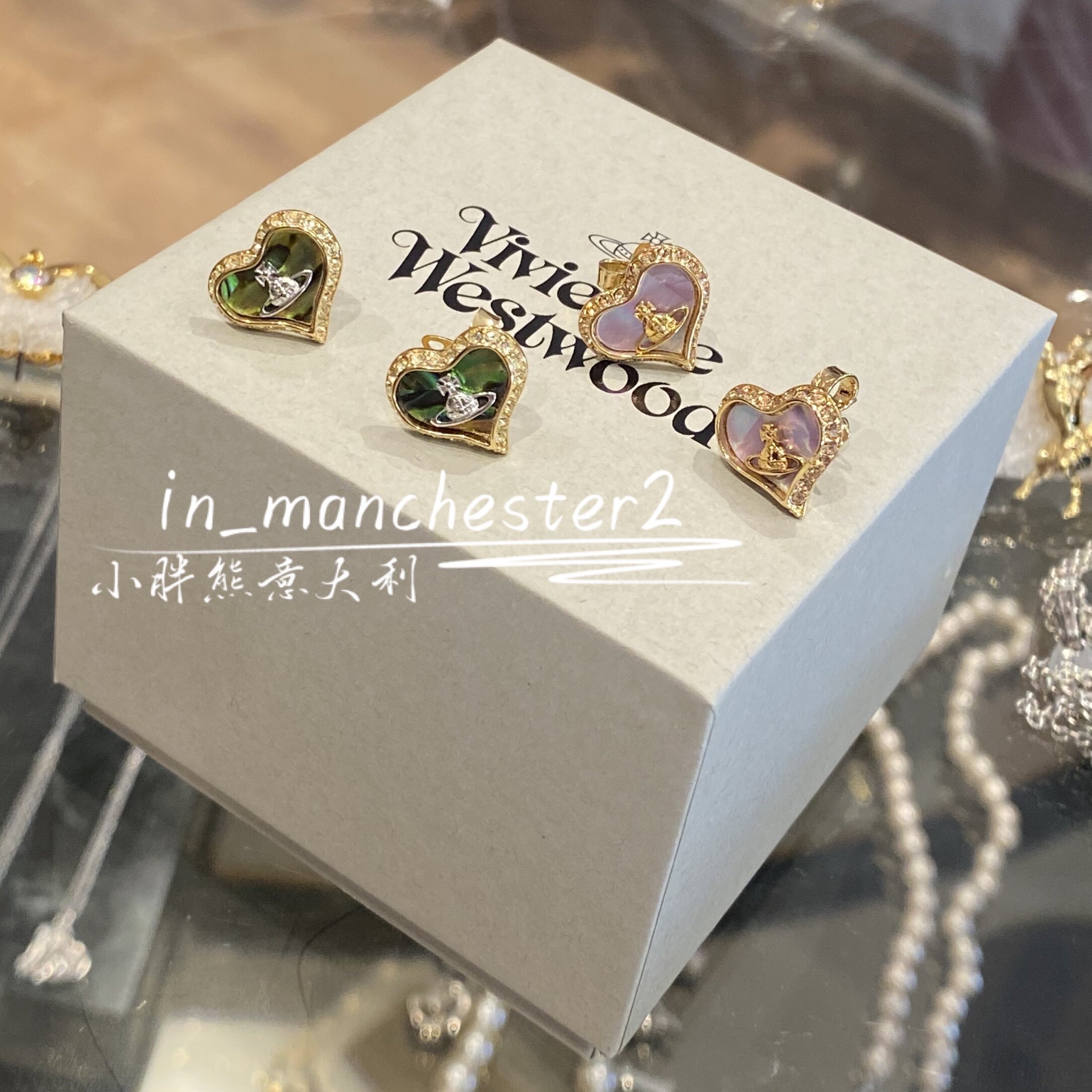 VIVIENNE WESTWOOD西太后经典土星PETRA贝母爱心满钻项链耳钉正品