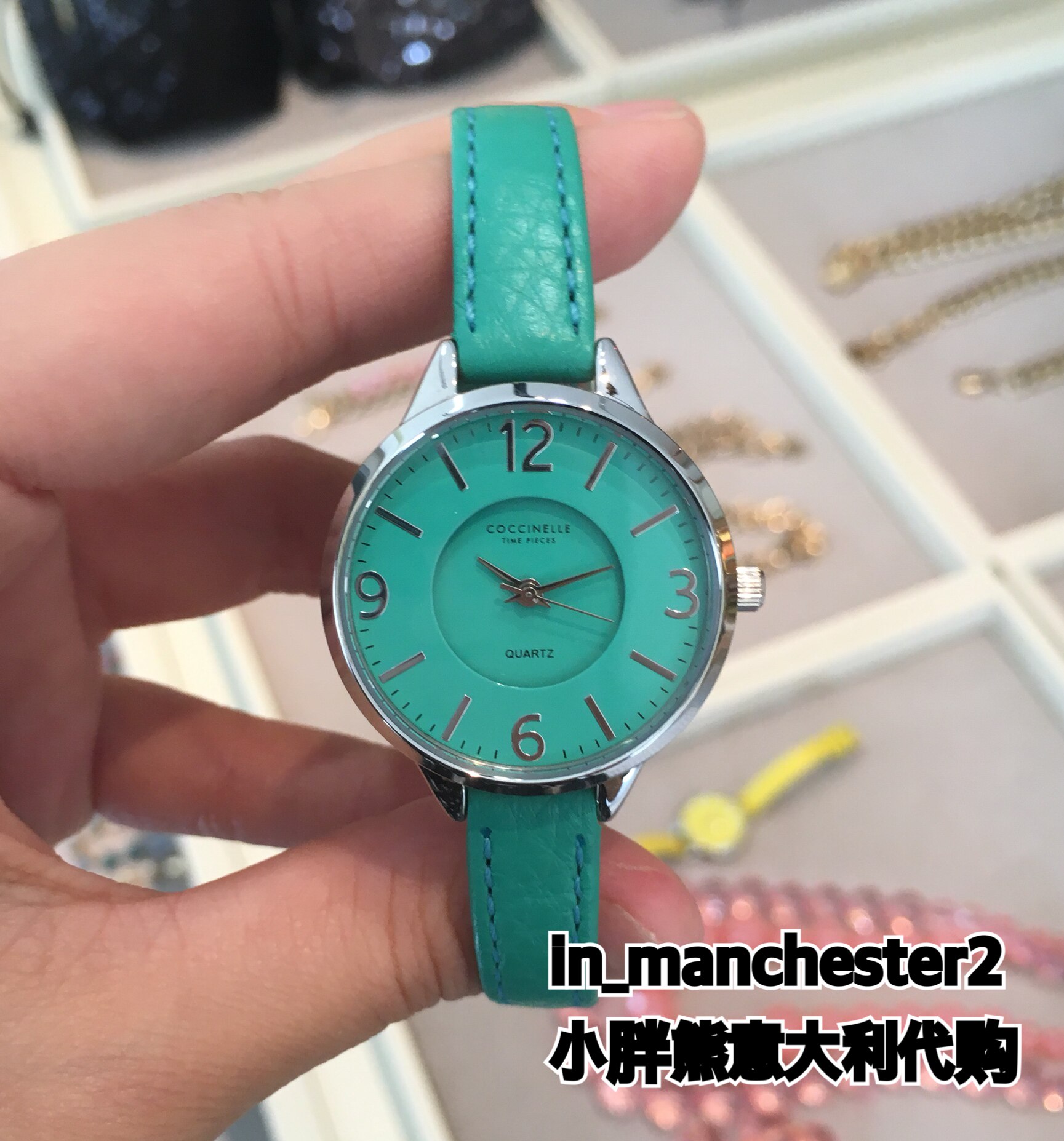 COCCINELLE/可奇奈尔 超萌糖果色圆盘百搭休闲牛皮表带女表 正品