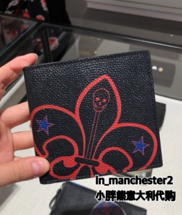 经典 麦昆 勋章骷髅头帅气男款 短钱包皮夹 Alexander 正品 McQueen