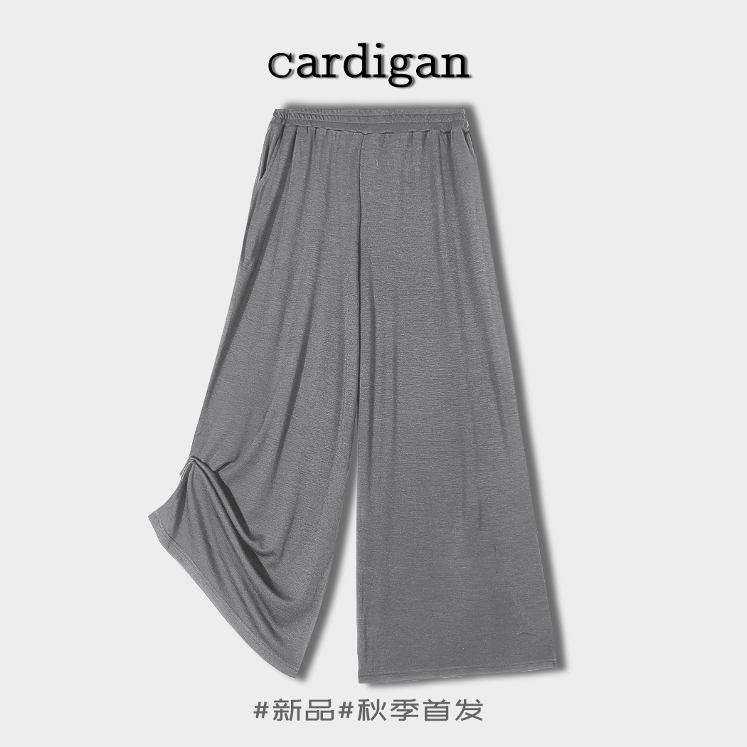 羊毛阔腿裤女松紧高腰大脚裤2025春季上新妈妈休闲宽松百搭长裤子