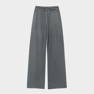 上新妈妈宽松百搭长裤 绵羊毛直筒裤 2026春季 女松紧高腰休闲裤 子 裤