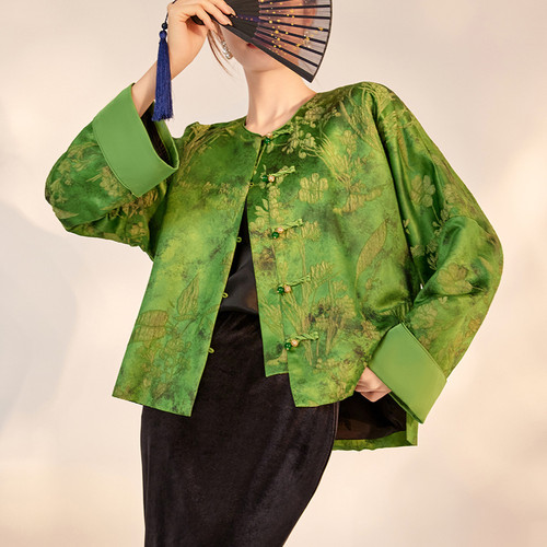 新中式盘扣提花汉服外套