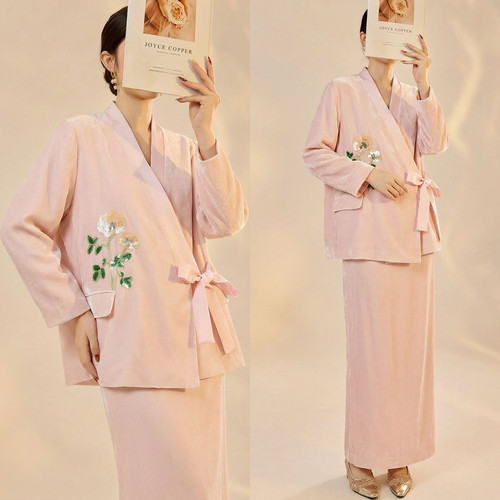 新中式珠片刺绣压襟汉服套装