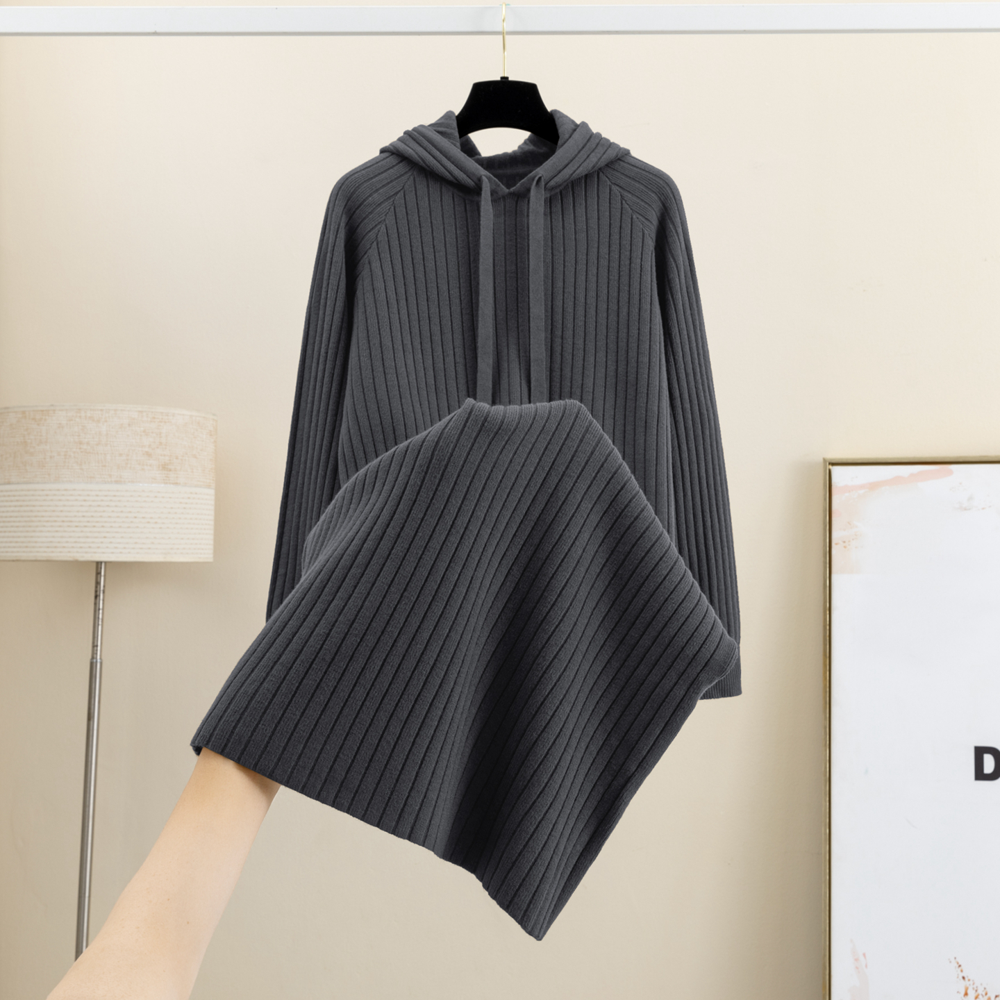 羊毛连帽长袖针织连衣裙女秋冬