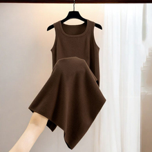 秋冬新款针织背心连衣裙女宽松显瘦中长款过膝无袖内搭毛衣打底裙