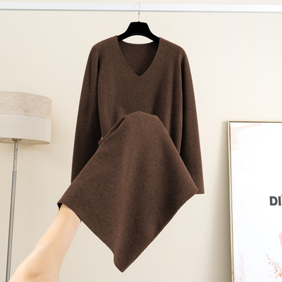 直筒羊毛纯色宽松长袖连衣裙女