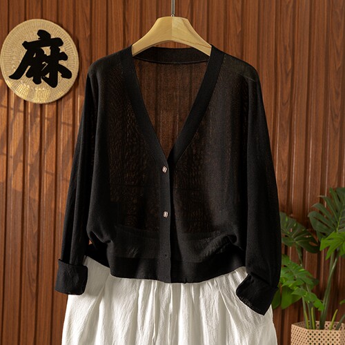 配吊带裙防晒衫V领针织开衫上衣