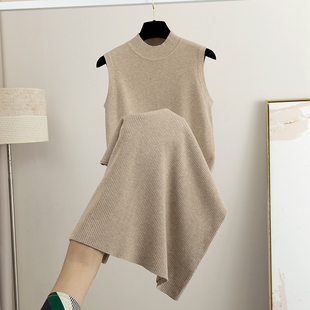 背心毛衣裙内搭打底裙 无袖 半高领针织连衣裙女2025秋冬新款 中长款