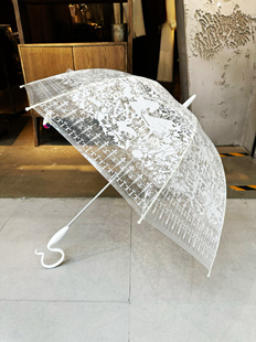 日本进口！长柄透明雨伞日系蕾丝公主阿波罗拱形蘑菇学生晴雨伞女