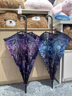 香港711正品～游乐园拍照彩色透明长柄雨伞女生高颜值加厚加大号