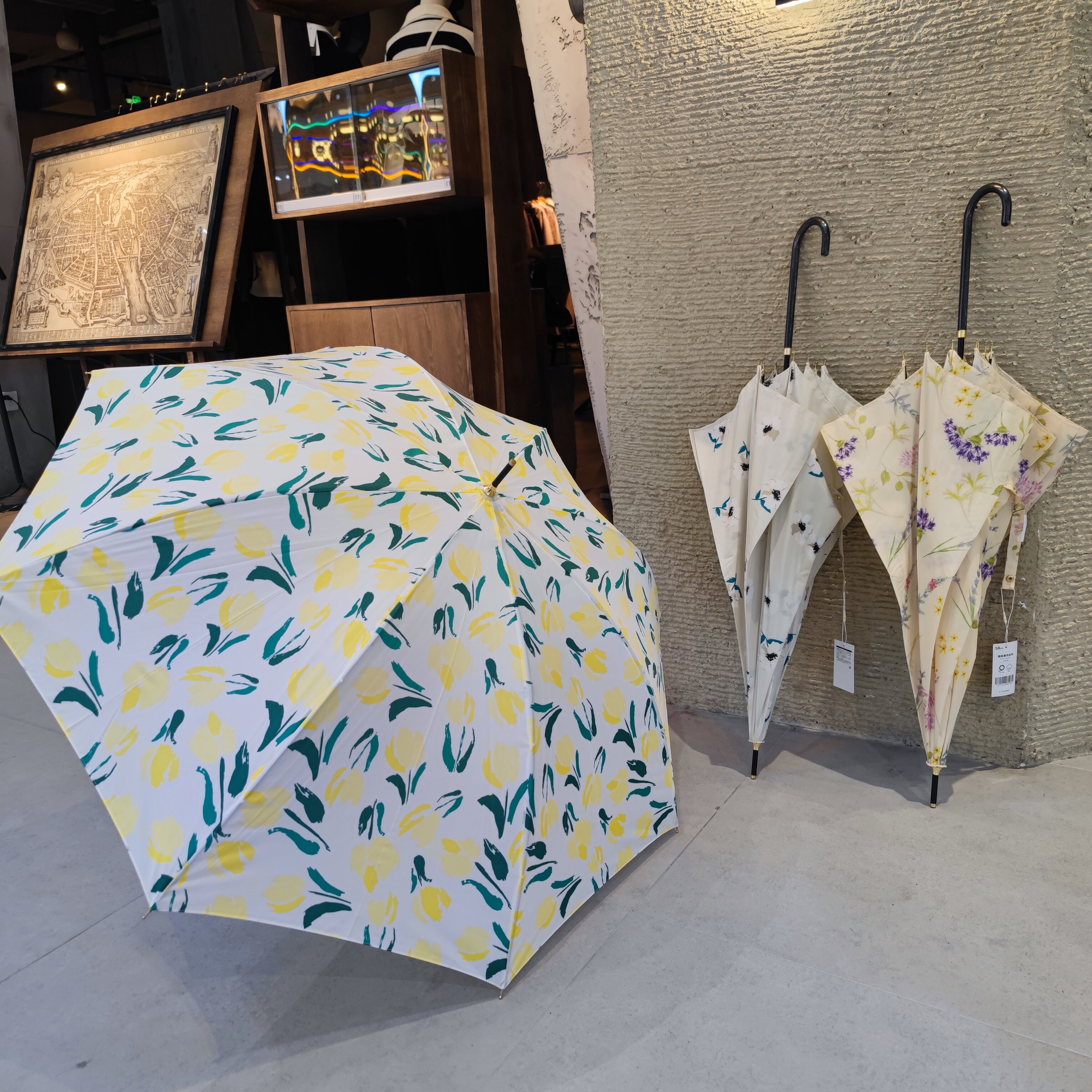 日本正版！柔和花卉晴雨伞防水长柄防UV紫外线便捷超轻遮阳太阳伞