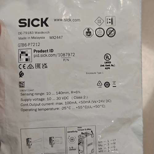 西克光电传感器GTB6-P7212，订货号1087972，数【议】