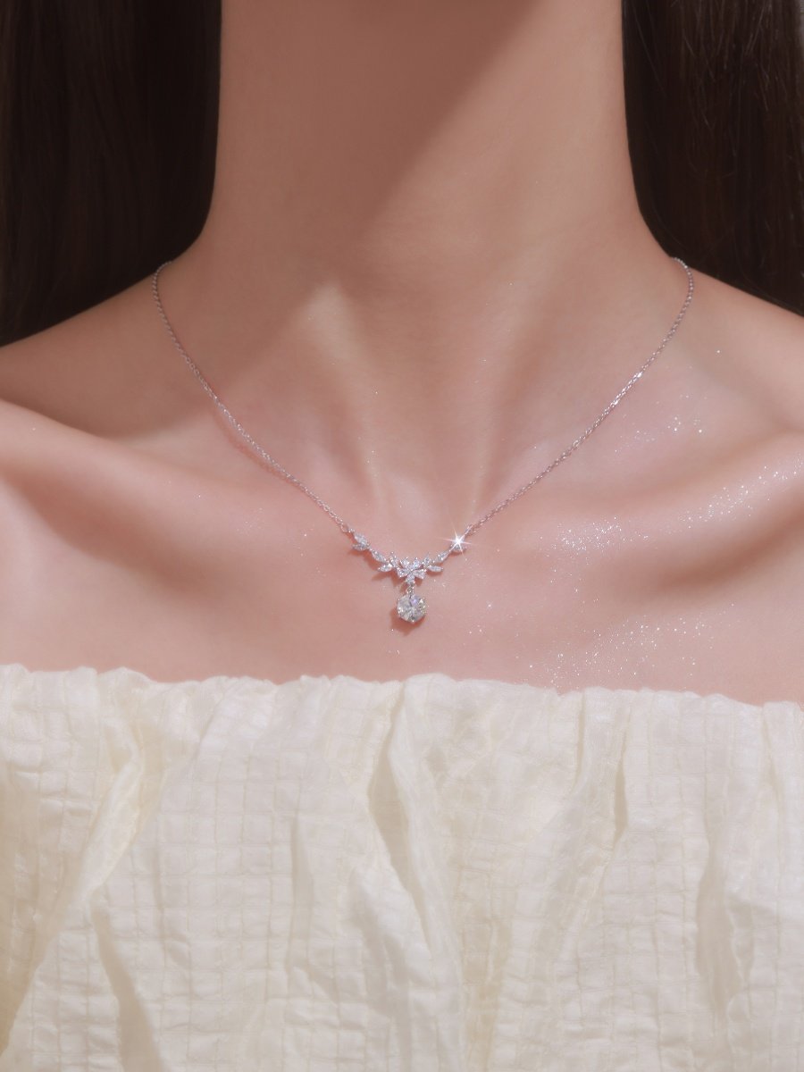 컬러 작품 밀 귀 MOISSANITE 다이아몬드 999 순수 실버 목걸이  여성 생일 크리스마스 선물 가장 친한 친구