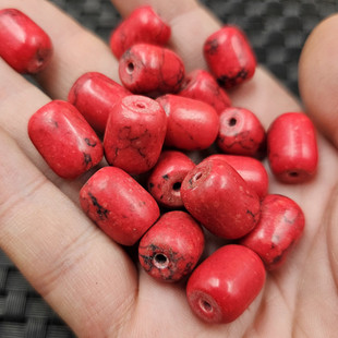 仿红松石桶珠仿玉石散珠黑线路路通diy手链项链饰品配件手工珠子