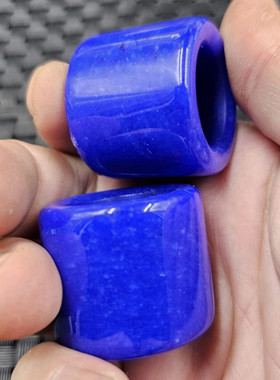宝蓝色玉石扳指蓝色方解石玉加宽加大号玉扳指玉指环玉手饰