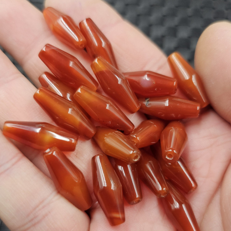 红玛瑙米珠路路通玉石散珠玉髓勒子腰鼓珠手链项链饰品配件珠子