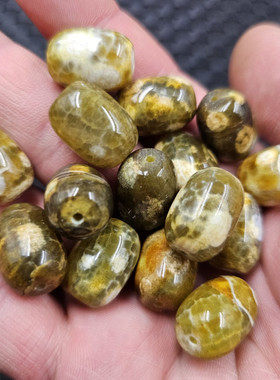 姜黄色玛瑙路路通玉石散珠